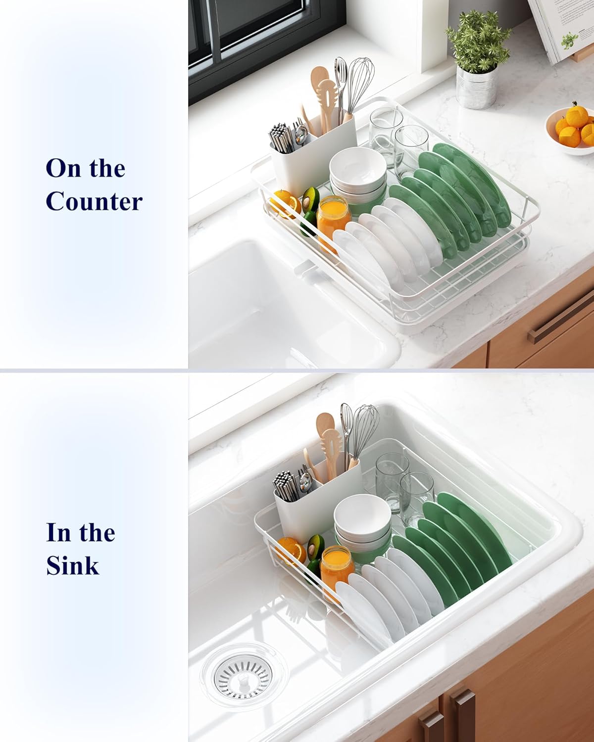 CARLA HOME Dish Drying Rack for Kitchen Counter with Removable Drip Tray, Utensil Holder and Cutlery Organizer - Image 7