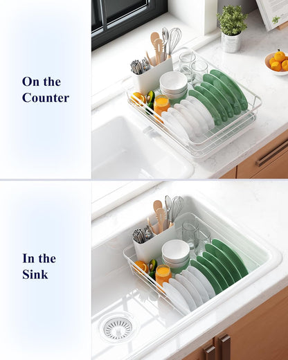 CARLA HOME Dish Drying Rack for Kitchen Counter with Removable Drip Tray, Utensil Holder and Cutlery Organizer - Image 7