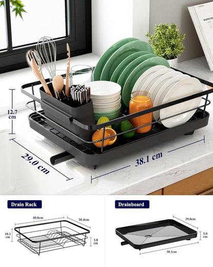CARLA HOME Dish Drying Rack for Kitchen Counter with Removable Drip Tray, Utensil Holder and Cutlery Organizer - Image 2