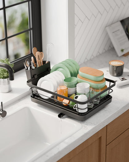 CARLA HOME Dish Drying Rack for Kitchen Counter with Removable Drip Tray, Utensil Holder and Cutlery Organizer - Image 4