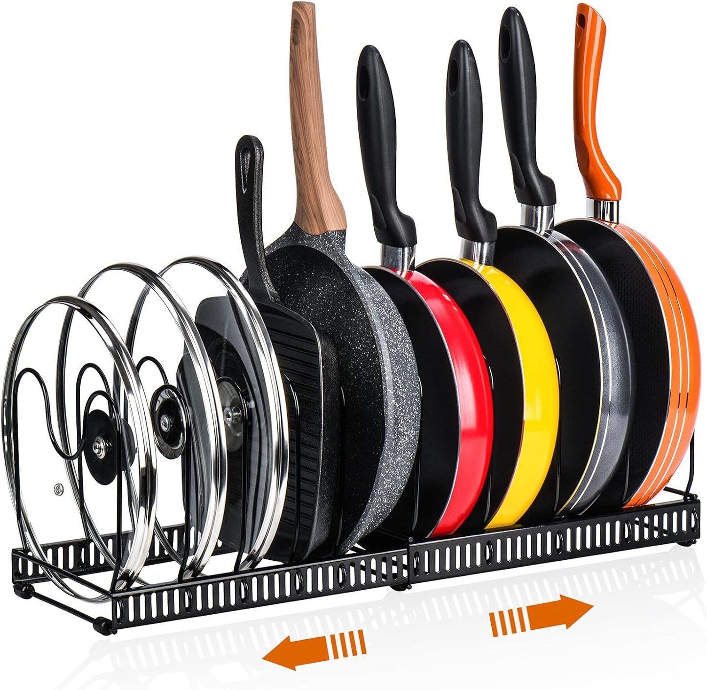 CARLA HOME Expandable Pot and Pan Organizer Rack for Cabinet with 10 Adjustable Dividers, Lid & Cookware Holder for Kitchen Pantry or Countertop Storage - Image 7