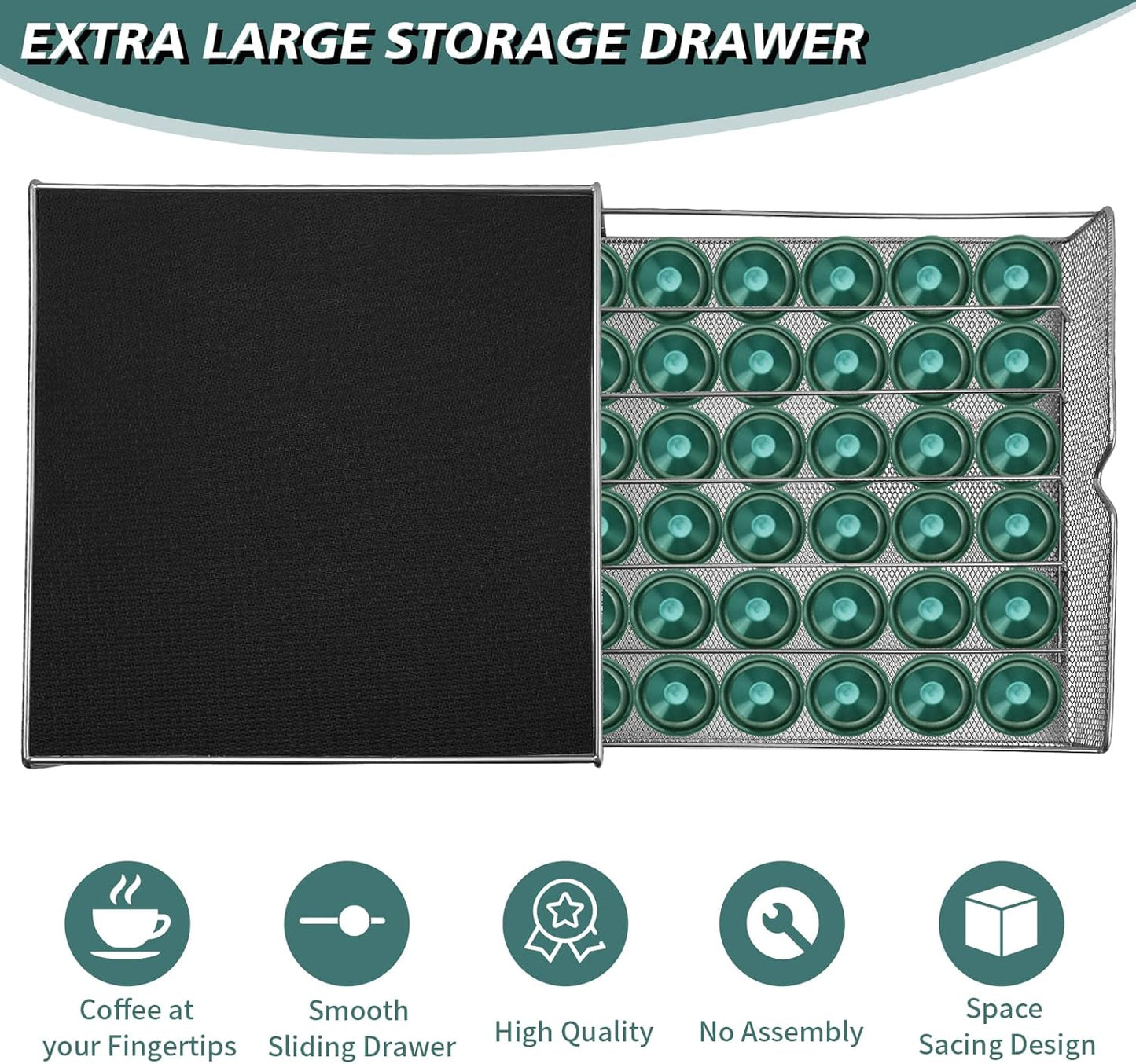 CARLA HOME K-Cup Coffee Pod Drawer for 36 Coffee Pods Storage for Home Kitchen Counter Organizer - Image 4