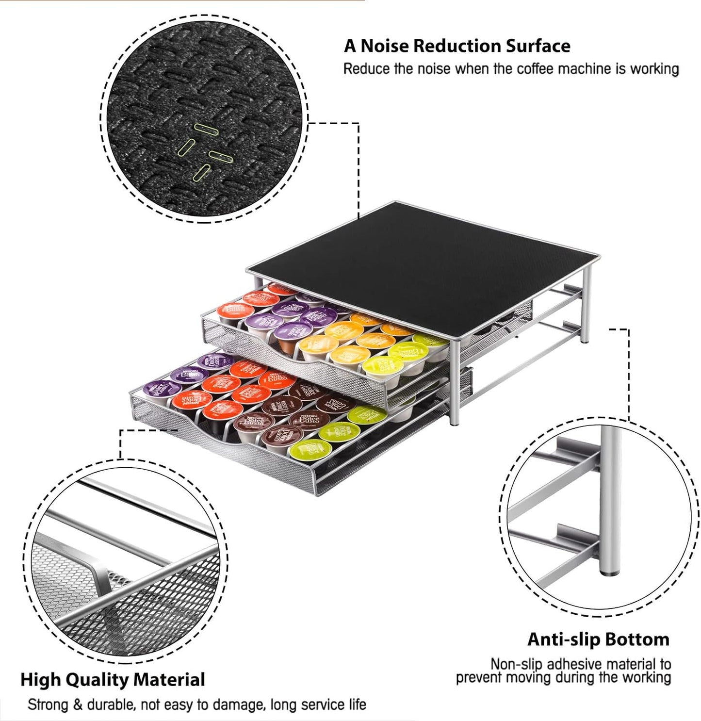 CARLA HOME K-Cup Coffee Pod Drawer for 72 Coffee Pods Storage for Home Kitchen Counter Organizer - Image 4