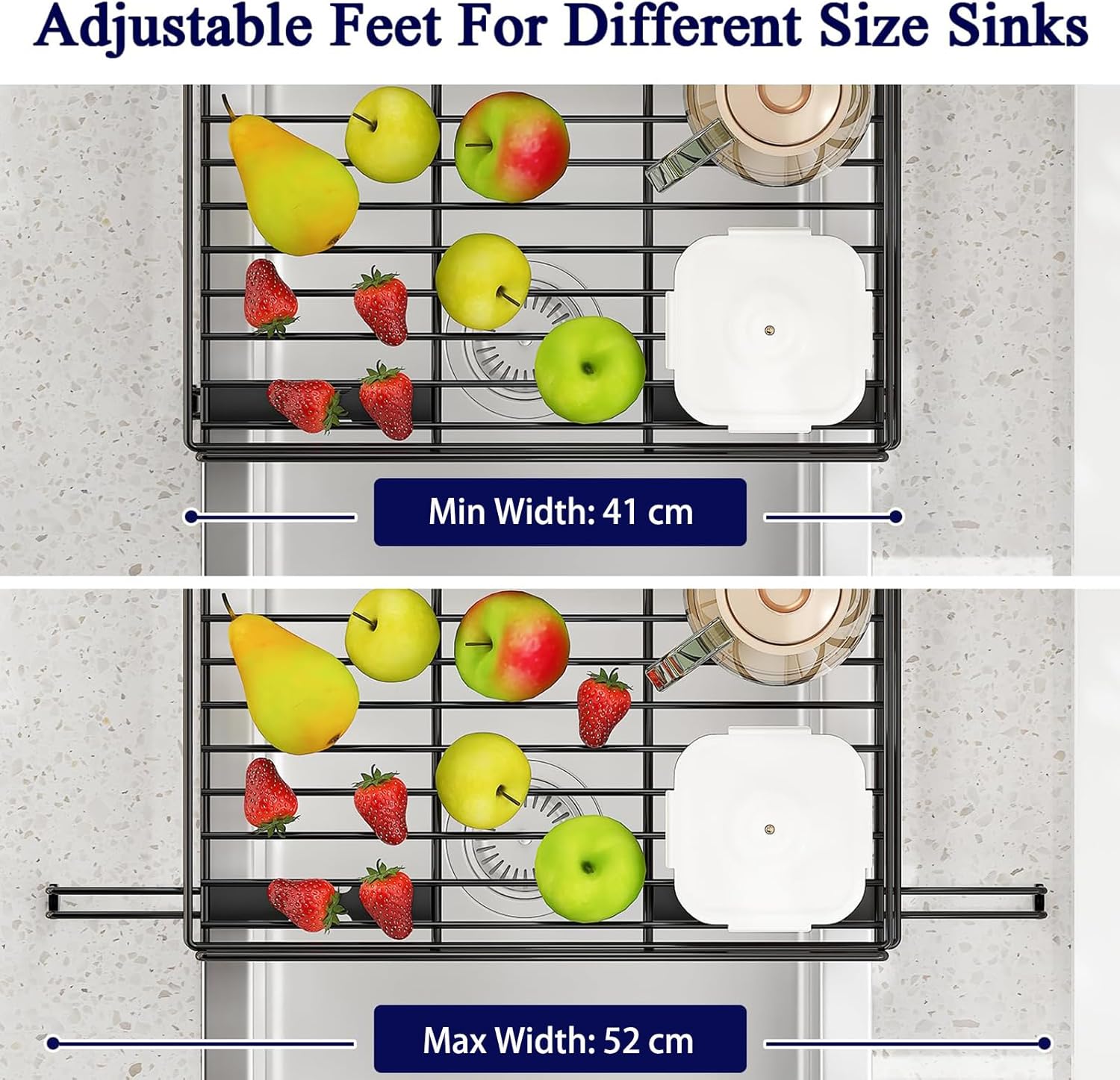 CARLA HOME Expandable Dish Drying Rack with Drainage Spout, Utensil Holder & Drainboardfor Kitchen Countertop Organizer (1 tier) - Image 6