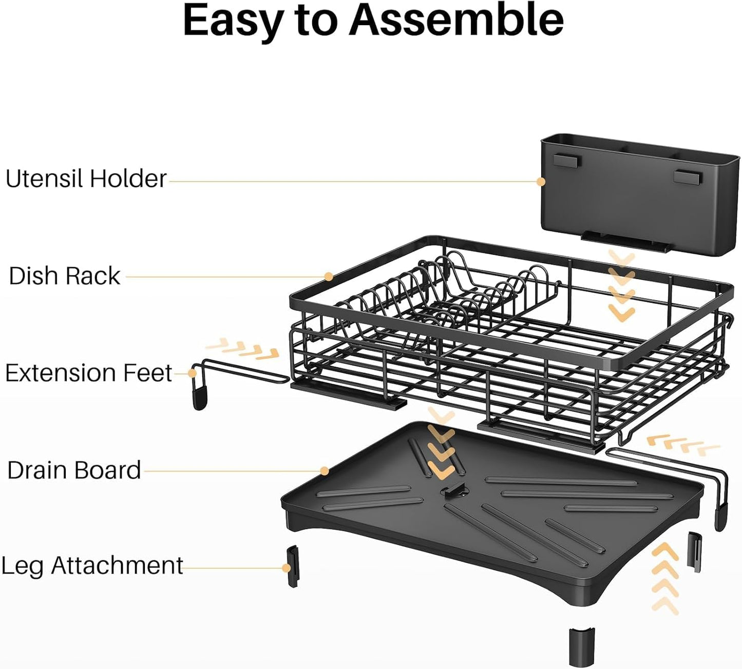 CARLA HOME Expandable Dish Drying Rack with Drainage Spout, Utensil Holder & Drainboardfor Kitchen Countertop Organizer (1 tier) - Image 9