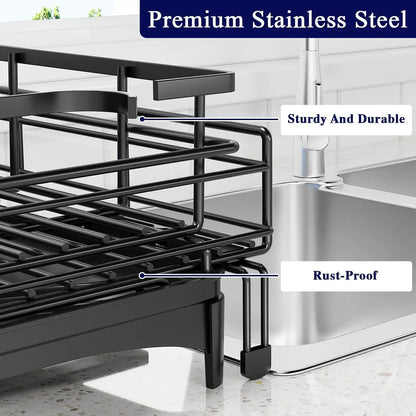CARLA HOME Expandable Dish Drying Rack with Drainage Spout, Utensil Holder & Drainboardfor Kitchen Countertop Organizer (2 tier) - Image 6