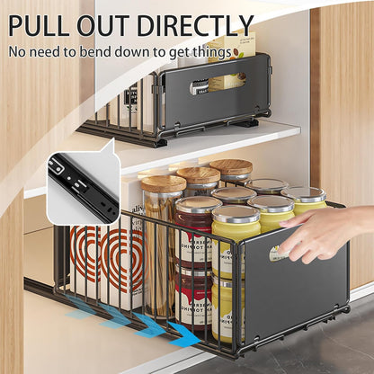 CARLA HOME 2 Pack Pullout Cabinet Kitchen Organizer Drawers with No-Drilling and Adhesive Design for Pantry & Cabinets - Image 2
