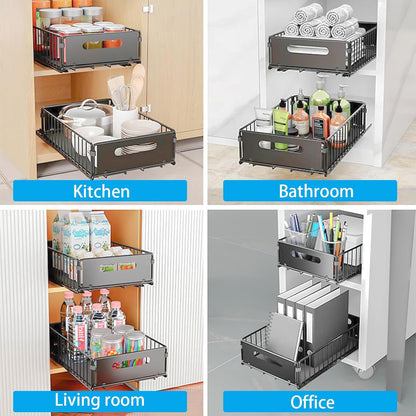 CARLA HOME 2 Pack Pullout Cabinet Kitchen Organizer Drawers with No-Drilling and Adhesive Design for Pantry & Cabinets - Image 5