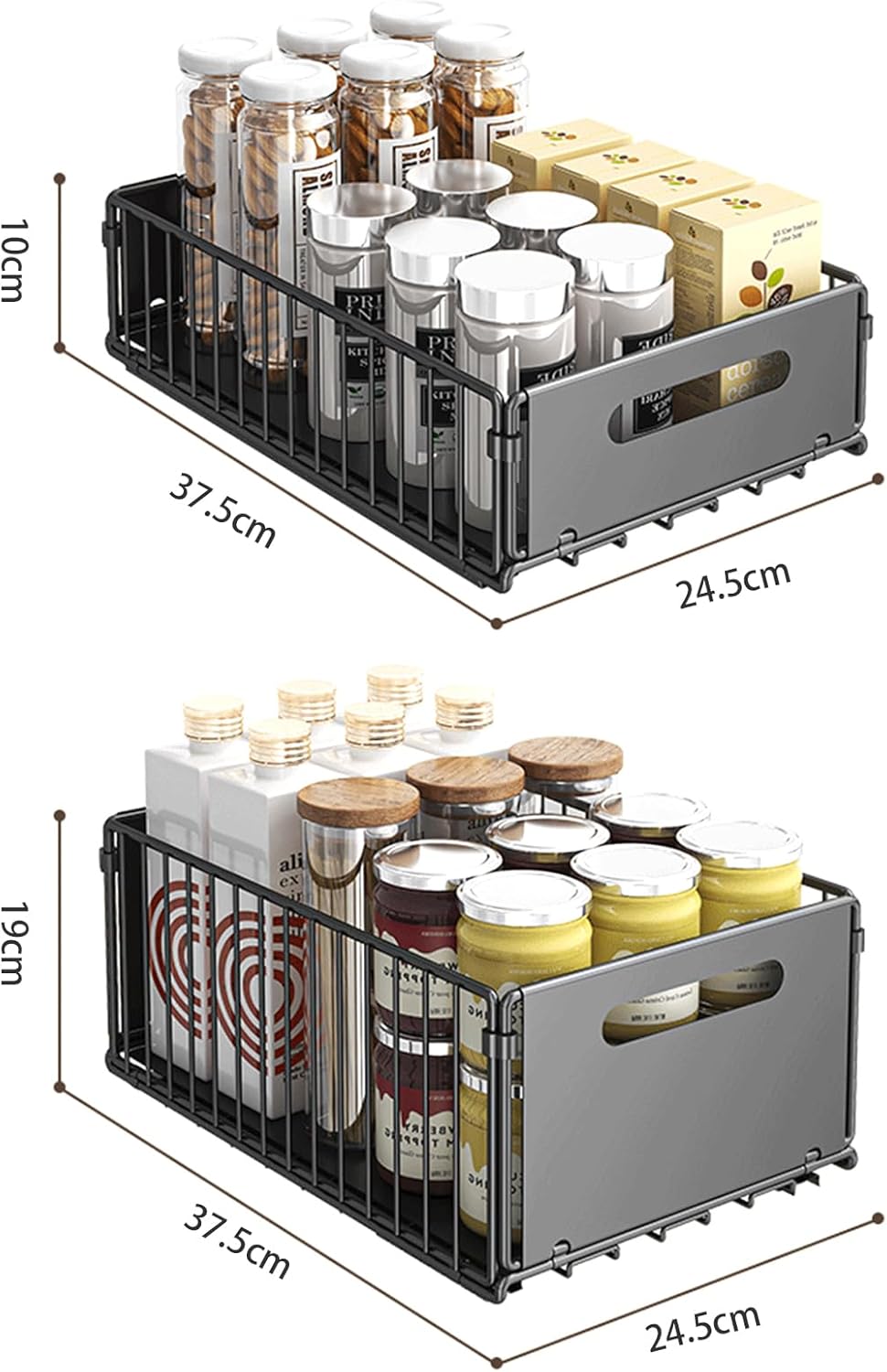 CARLA HOME 2 Pack Pullout Cabinet Kitchen Organizer Drawers with No-Drilling and Adhesive Design for Pantry & Cabinets - Image 7
