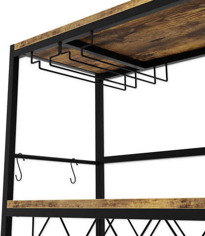 CARLA HOME Large Wine Rack with Glass Holder, Metal Designed Bottle Holder and Wood Countertop for Wine & Champagne - Image 7