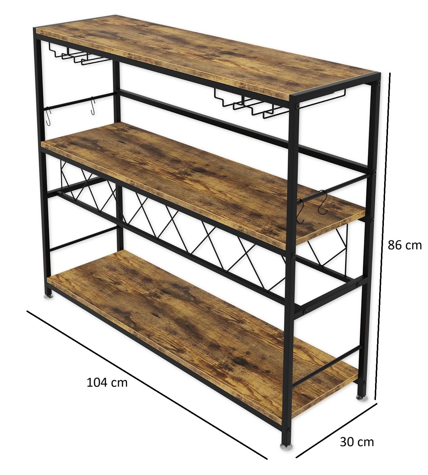 CARLA HOME Large Wine Rack with Glass Holder, Metal Designed Bottle Holder and Wood Countertop for Wine & Champagne - Image 9