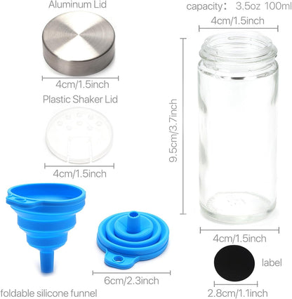CARLA HOME 24 Glass Spice Jars with Lids, Shaker Tops, 180 Spice Labels, White Pen & Funnel for Kitchen Organization, Spice Rack, Seasoning & Herb Storage - Image 5