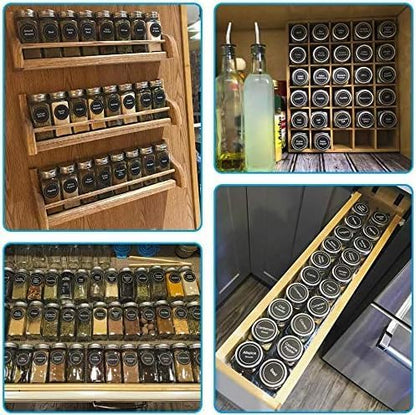 CARLA HOME 24 Glass Spice Jars with Lids, Shaker Tops, 180 Spice Labels, White Pen & Funnel for Kitchen Organization, Spice Rack, Seasoning & Herb Storage - Image 7