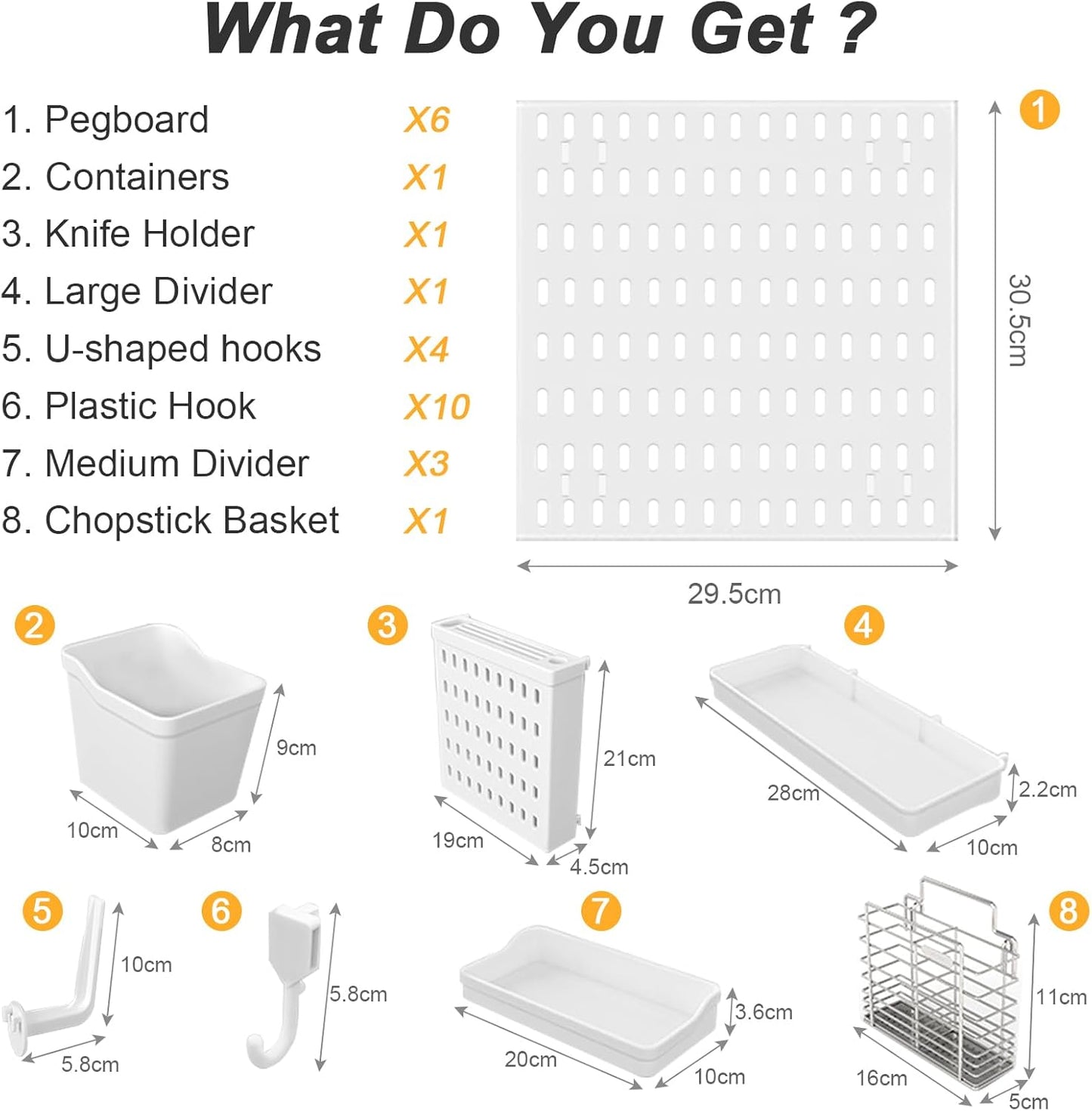CARLA HOME Pegboard Wall Organizer Kit with 6 Modular Pegboards & 21 Accessories for Kitchen, Office, Gaming & Craft Storage - Image 2