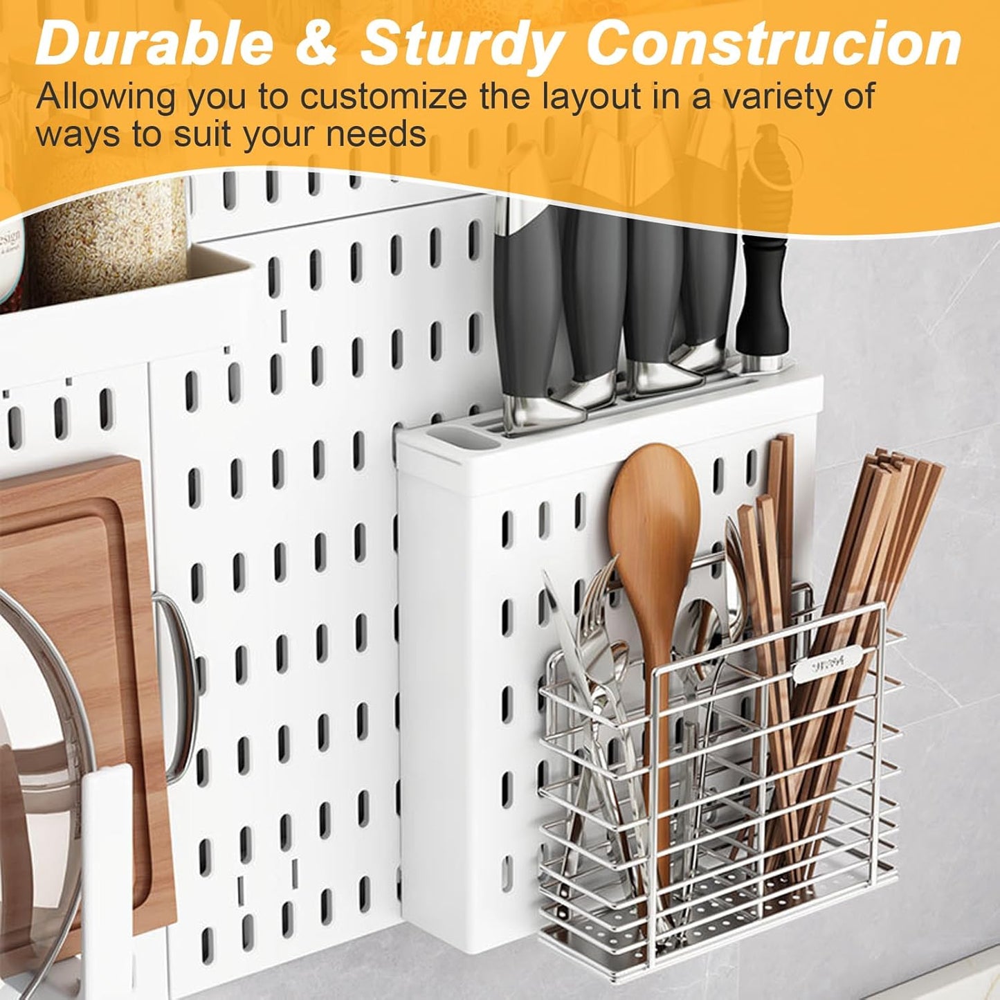 CARLA HOME Pegboard Wall Organizer Kit with 6 Modular Pegboards & 21 Accessories for Kitchen, Office, Gaming & Craft Storage - Image 5