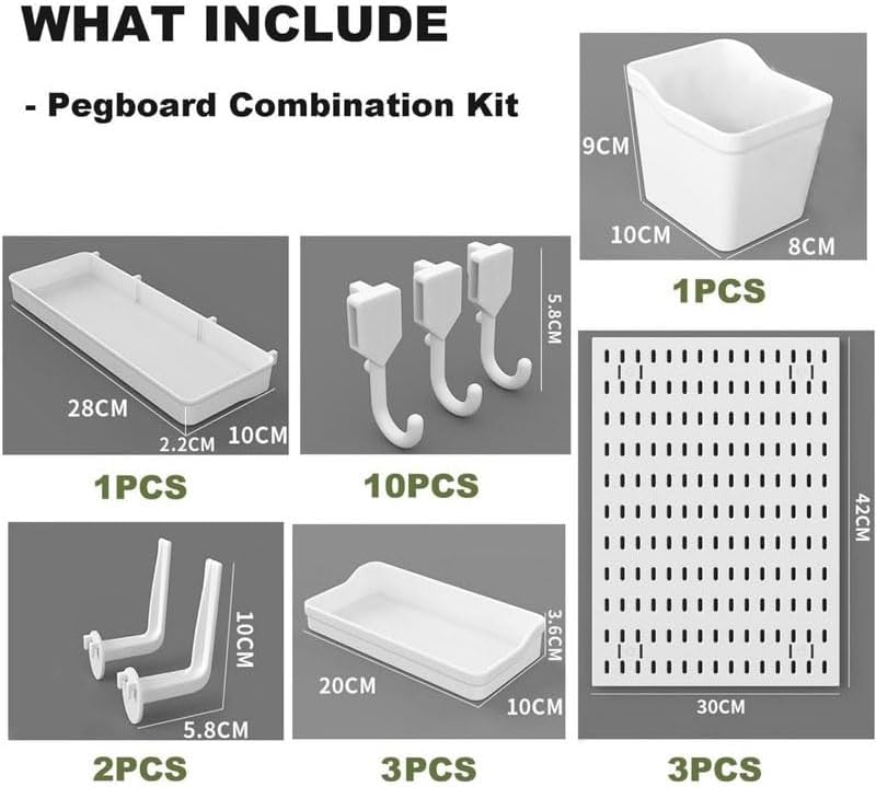 CARLA HOME Pegboard Wall Organizer Kit with 3 Modular Panels & 17 Accessories for Office, Gaming & Craft Storage - Image 2