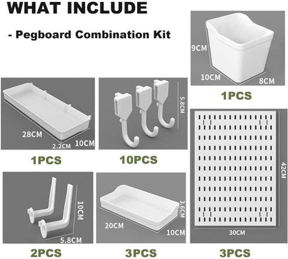 CARLA HOME Pegboard Wall Organizer Kit with 3 Modular Panels & 17 Accessories for Office, Gaming & Craft Storage - Image 2