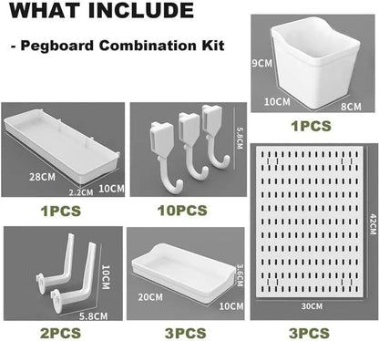 CARLA HOME Pegboard Wall Organizer Kit with 3 Modular Panels & 17 Accessories for Office, Gaming & Craft Storage - Image 2