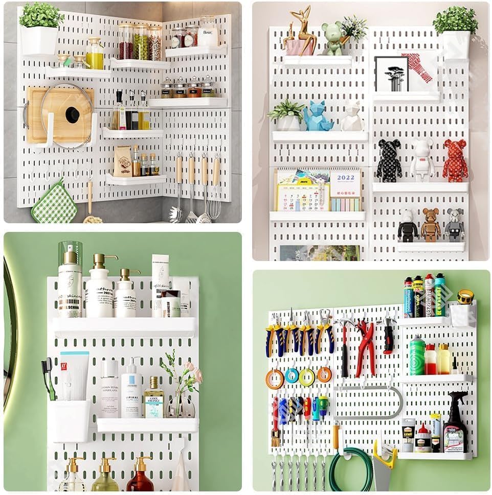 CARLA HOME Pegboard Wall Organizer Kit with 3 Modular Panels & 17 Accessories for Office, Gaming & Craft Storage - Image 4