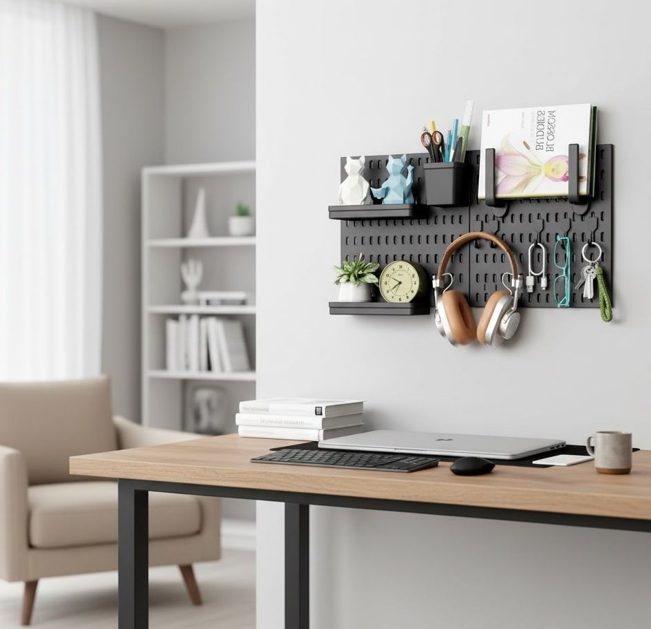 CARLA HOME Pegboard Wall Organizer Kit – 2 Black Modular Pegboards with 10 Accessories for Office, Gaming & Home Storage - Image 2