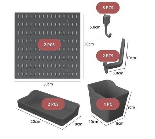 CARLA HOME Pegboard Wall Organizer Kit – 2 Black Modular Pegboards with 10 Accessories for Office, Gaming & Home Storage - Image 3