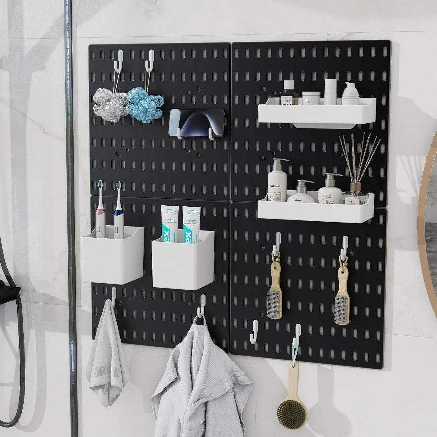 CARLA HOME Pegboard Wall Organizer Kit – 2 Black Modular Pegboards with 10 Accessories for Office, Gaming & Home Storage - Image 5