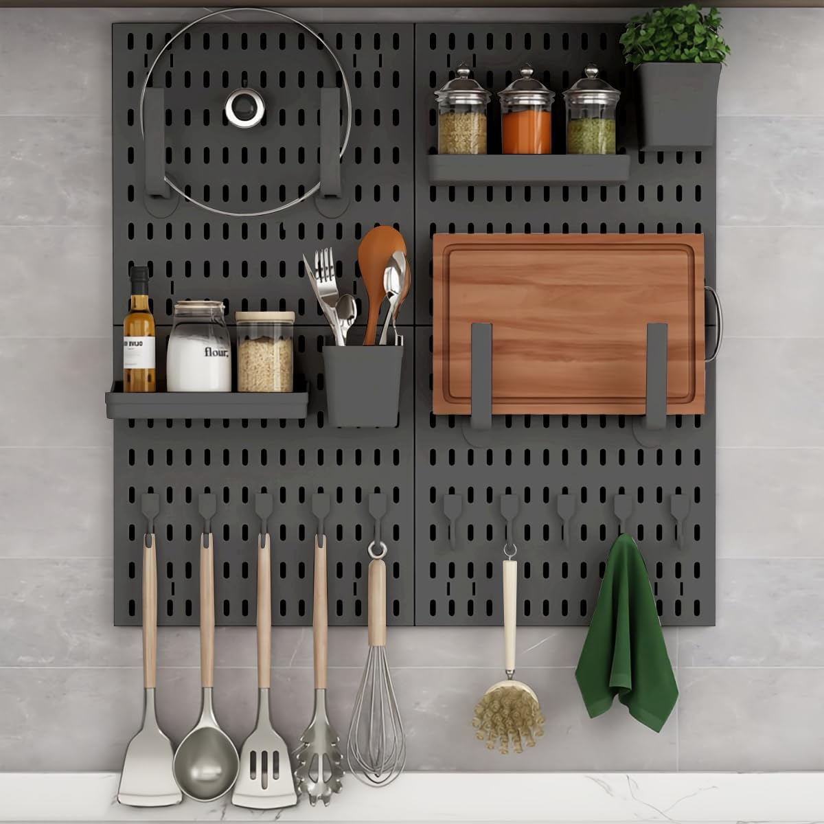 CARLA HOME Pegboard Wall Organizer Kit – 2 Black Modular Pegboards with 10 Accessories for Office, Gaming & Home Storage - Image 6