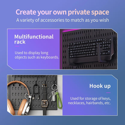 CARLA HOME Pegboard Wall Organizer Kit with 3 Modular Black Panels & 17 Accessories for Gaming, Office & Craft Storage - Image 3