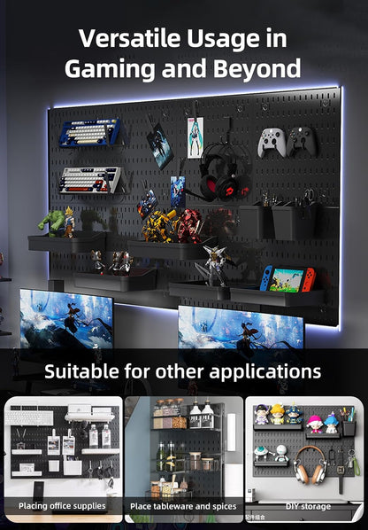 CARLA HOME Pegboard Wall Organizer Kit with 3 Modular Black Panels & 17 Accessories for Gaming, Office & Craft Storage - Image 7