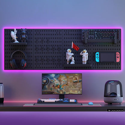 CARLA HOME Pegboard Wall Organizer Kit with 4 Modular Black Pegboards & 19 Accessories for Gaming, Office & Craft Storage (Black) - Image 2