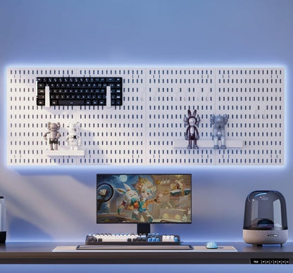 CARLA HOME Pegboard Wall Organizer Kit with 4 Modular Black Pegboards & 19 Accessories for Gaming, Office & Craft Storage (White) - Image 2