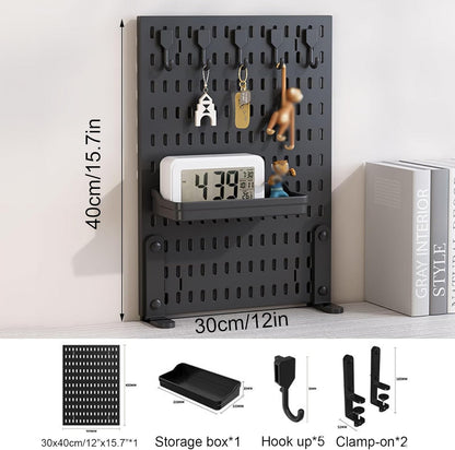 CARLA HOME Desk Pegboard Organizer Kit  with Hooks, Tray & Mount Ideal for Office, Gaming Setup & Home Workspace Organization (Black) - Image 2