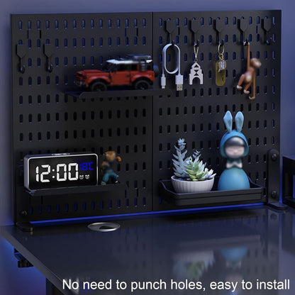 CARLA HOME Desk Pegboard Organizer Kit  with Hooks, Tray & Mount Ideal for Office, Gaming Setup & Home Workspace Organization (Black) - Image 5