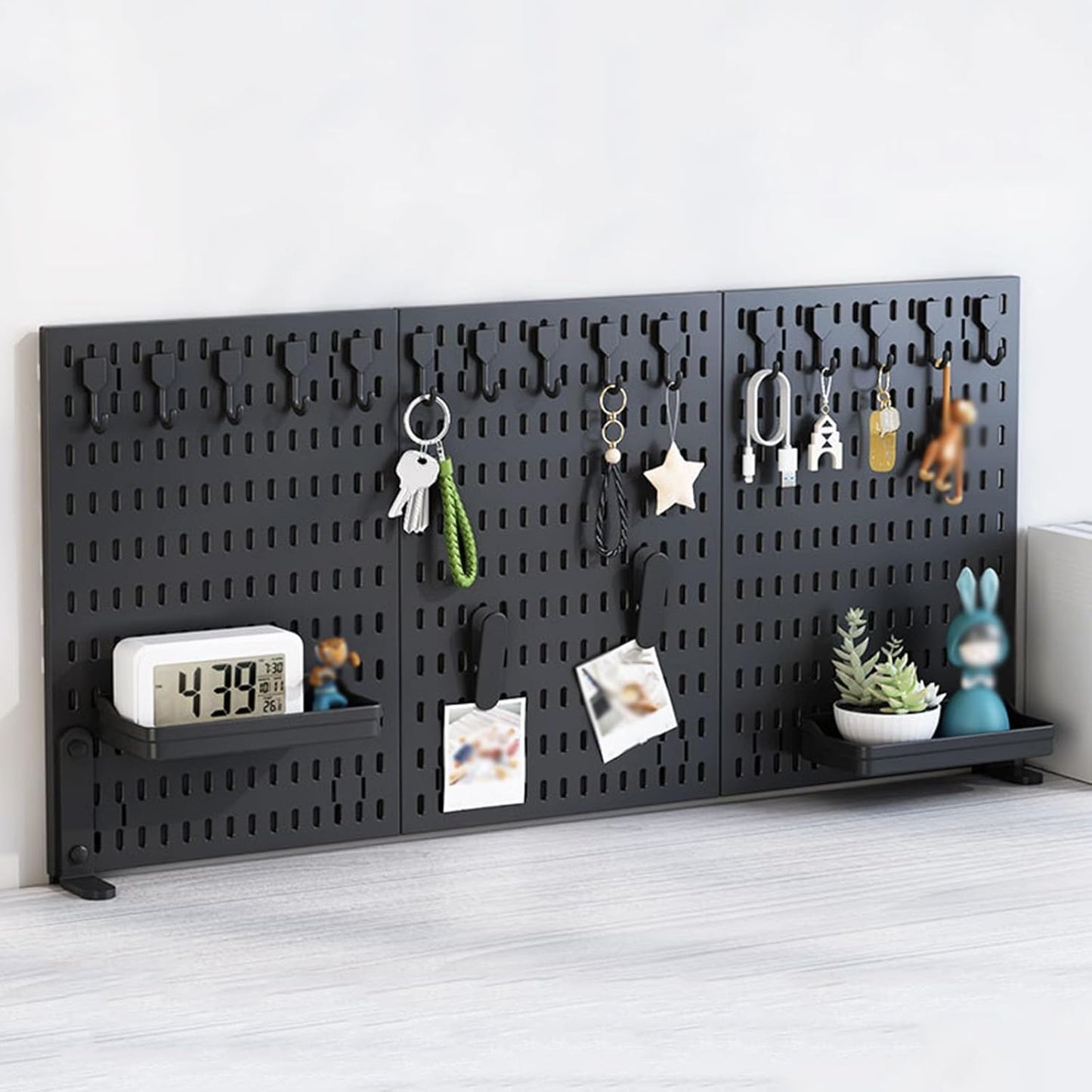 CARLA HOME Desk Pegboard Organizer Kit  with Hooks, Tray & Mount Ideal for Office, Gaming Setup & Home Workspace Organization (Black) - Image 6