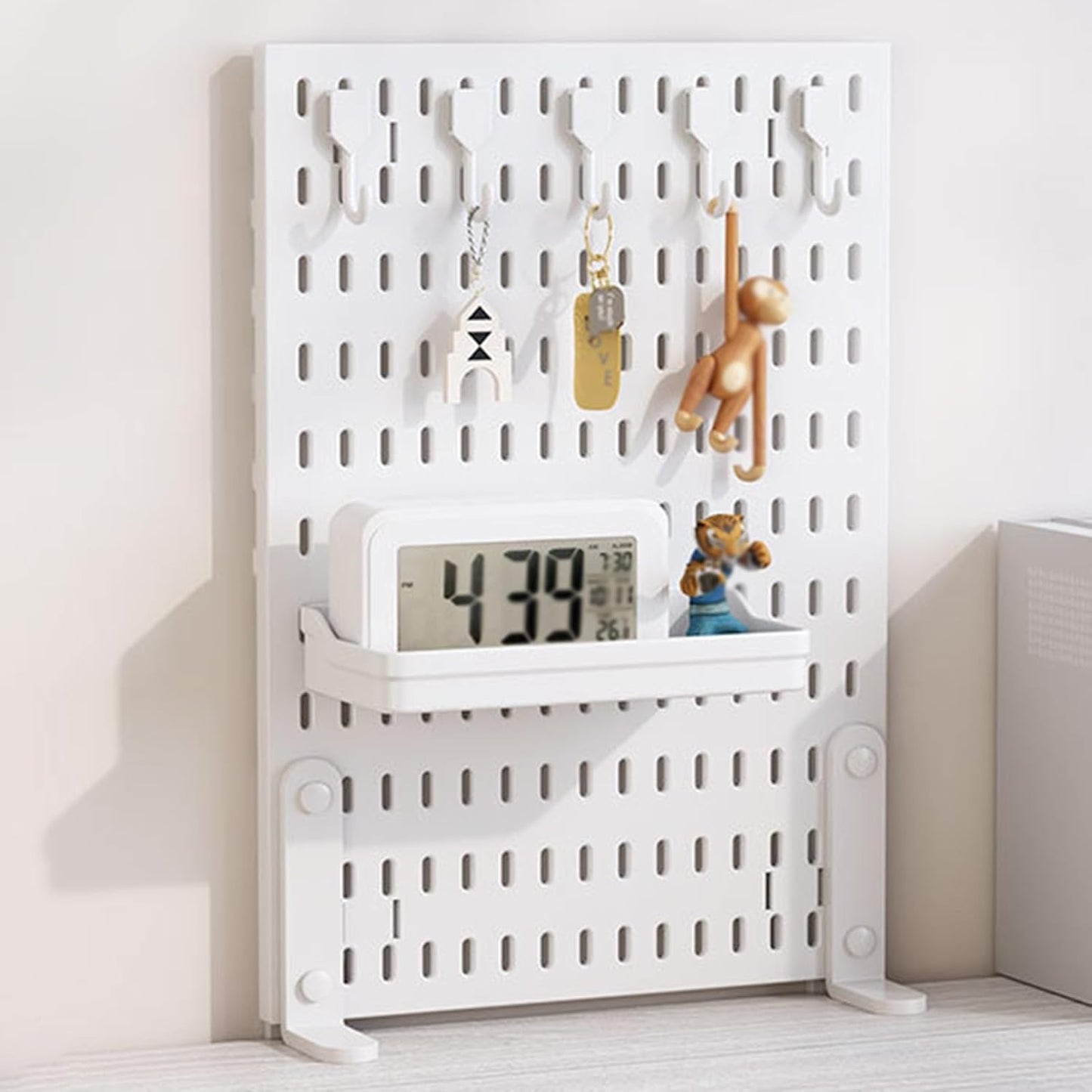CARLA HOME Desk Pegboard Organizer Kit  with Hooks, Tray & Mount Ideal for Office, Gaming Setup & Home Workspace Organization (White)