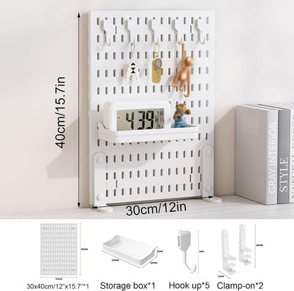 CARLA HOME Desk Pegboard Organizer Kit  with Hooks, Tray & Mount Ideal for Office, Gaming Setup & Home Workspace Organization (White) - Image 2