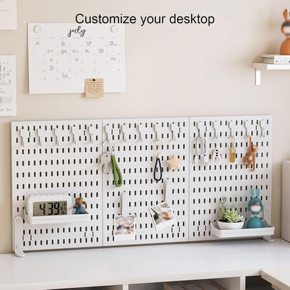 CARLA HOME Desk Pegboard Organizer Kit  with Hooks, Tray & Mount Ideal for Office, Gaming Setup & Home Workspace Organization (White) - Image 6
