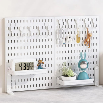 CARLA HOME 2 Pack Desk Pegboard Organizer Kit  with Hooks, Tray & Mount Ideal for Office, Gaming Setup & Home Workspace Organization (White)