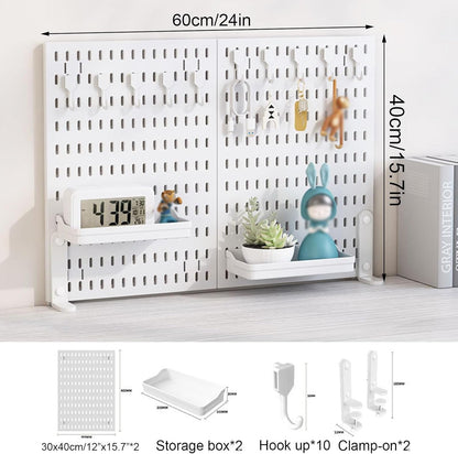 CARLA HOME 2 Pack Desk Pegboard Organizer Kit  with Hooks, Tray & Mount Ideal for Office, Gaming Setup & Home Workspace Organization (White) - Image 2