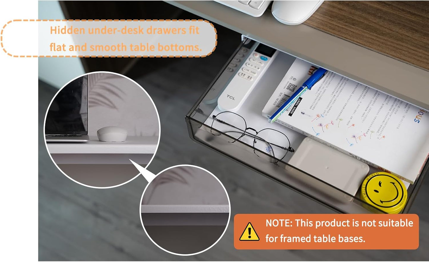 CARLA HOME 3‑Pack Under Desk Storage Drawers Hidden Pull‑Out Organizer for Office & Home - Image 5