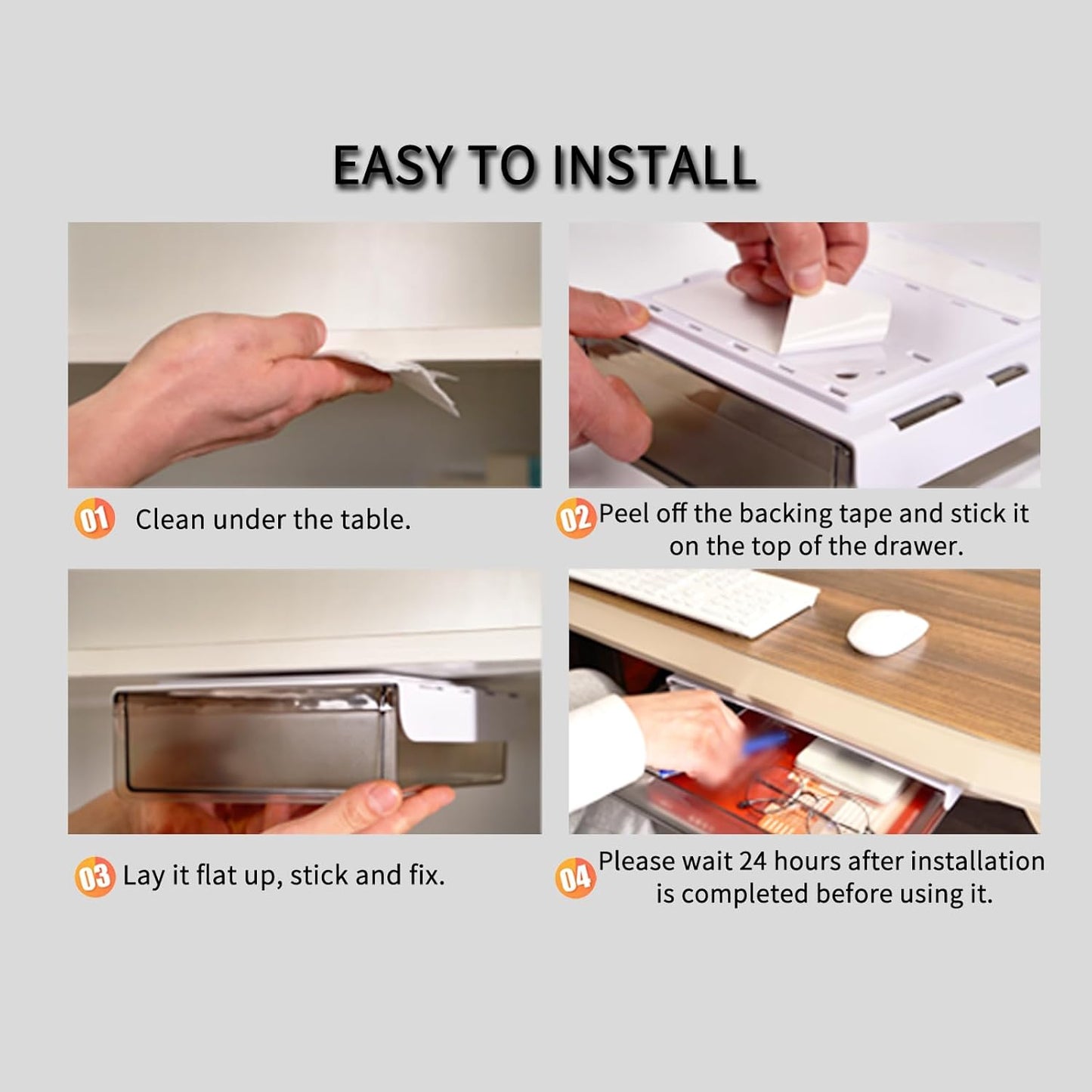 CARLA HOME 3‑Pack Under Desk Storage Drawers Hidden Pull‑Out Organizer for Office & Home - Image 7