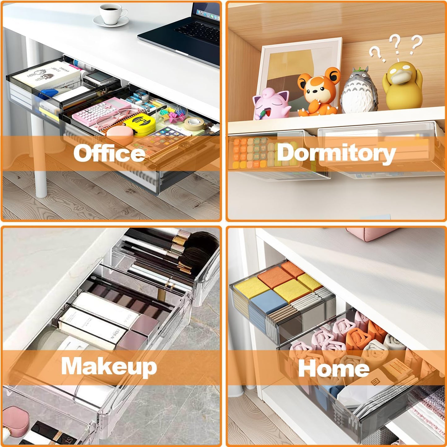 CARLA HOME 3‑Pack Under Desk Storage Drawers Hidden Pull‑Out Organizer for Office & Home - Image 8