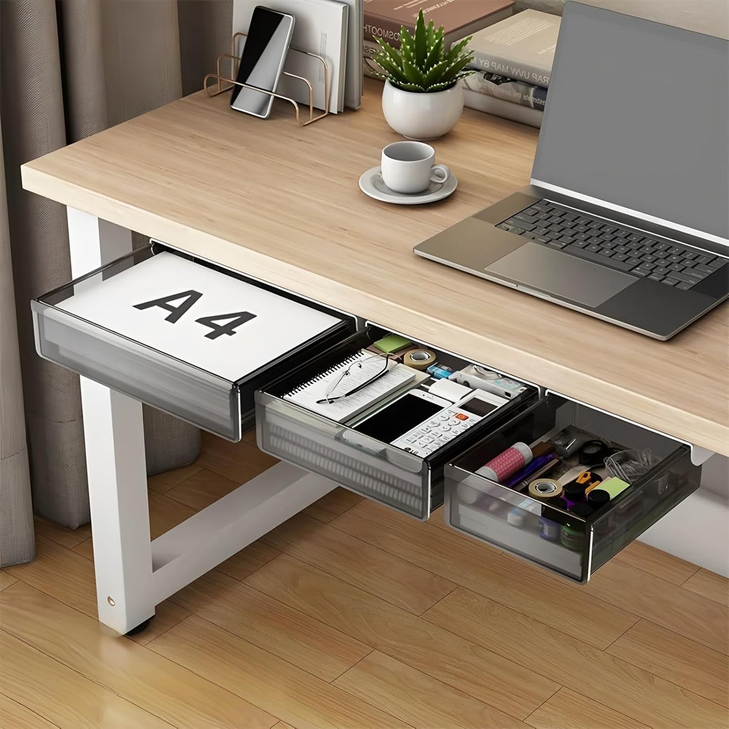 CARLA HOME 3‑Pack Under Desk Storage Drawers Hidden Pull‑Out Organizer for Office & Home - Image 9