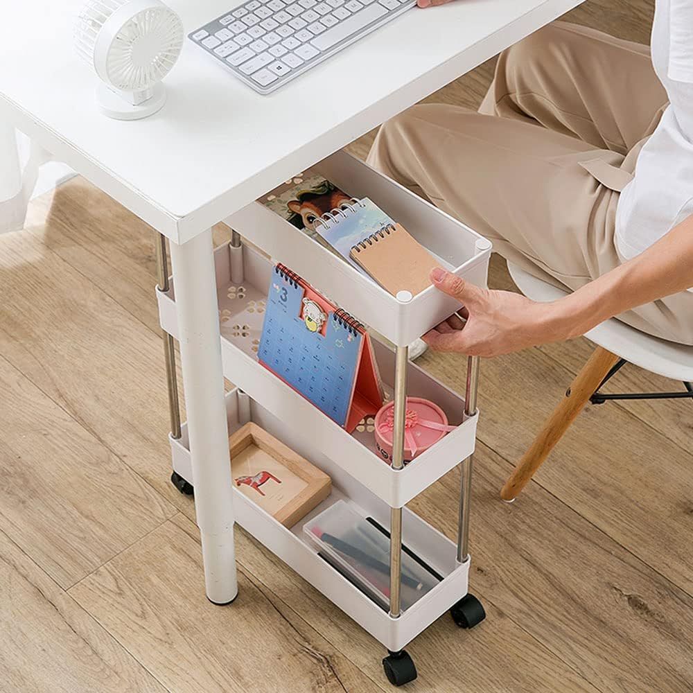 CARLA HOME Slim Storage Cart Organizer Trolley with Wheels for Kitchen, Bathroom, Laundry & Narrow Spaces (3 tier) - Image 5