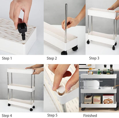 CARLA HOME Slim Storage Cart Organizer Trolley with Wheels for Kitchen, Bathroom, Laundry & Narrow Spaces (3 tier) - Image 7