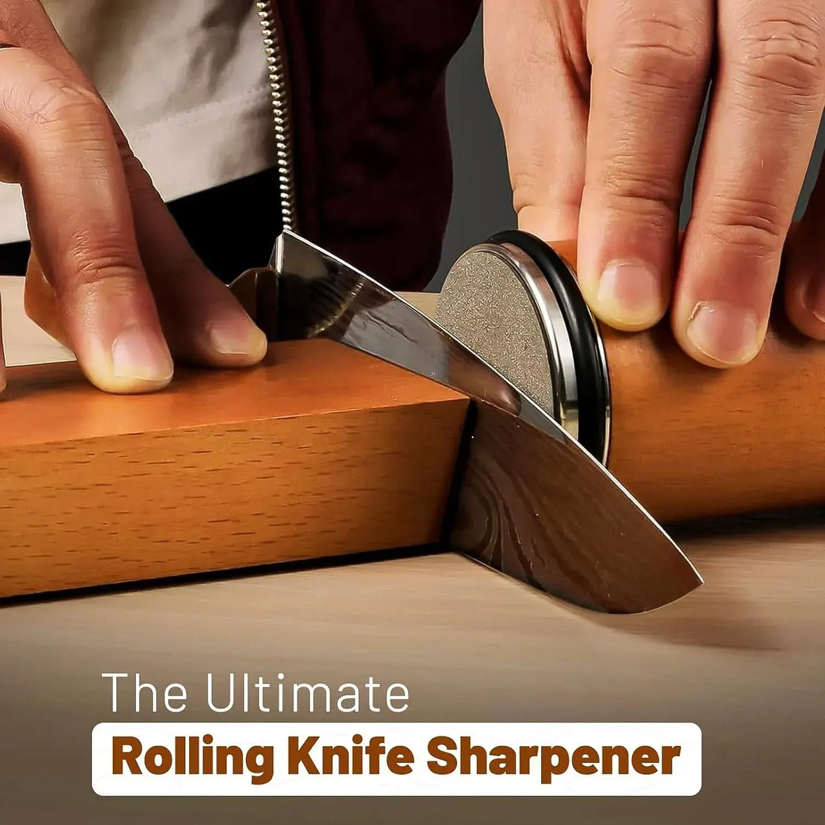 CARLA HOME Rolling Knife Sharpener - Brown - 15° & 20° Angle - Kitchen Appliances Knife Sharpeners - Image 2