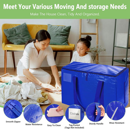 CARLA HOME 6-Pack Large Moving Storage Bags with Zippers & Handles with 95 Liters Capacity for Space Saving, Travel, Camping & Organization (Blue) - Image 5