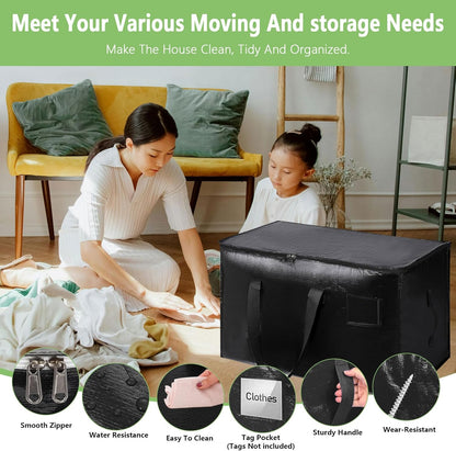 CARLA HOME 6-Pack Large Moving Storage Bags with Zippers & Handles with 95 Liters Capacity for Space Saving, Travel, Camping & Organization (Black) - Image 5
