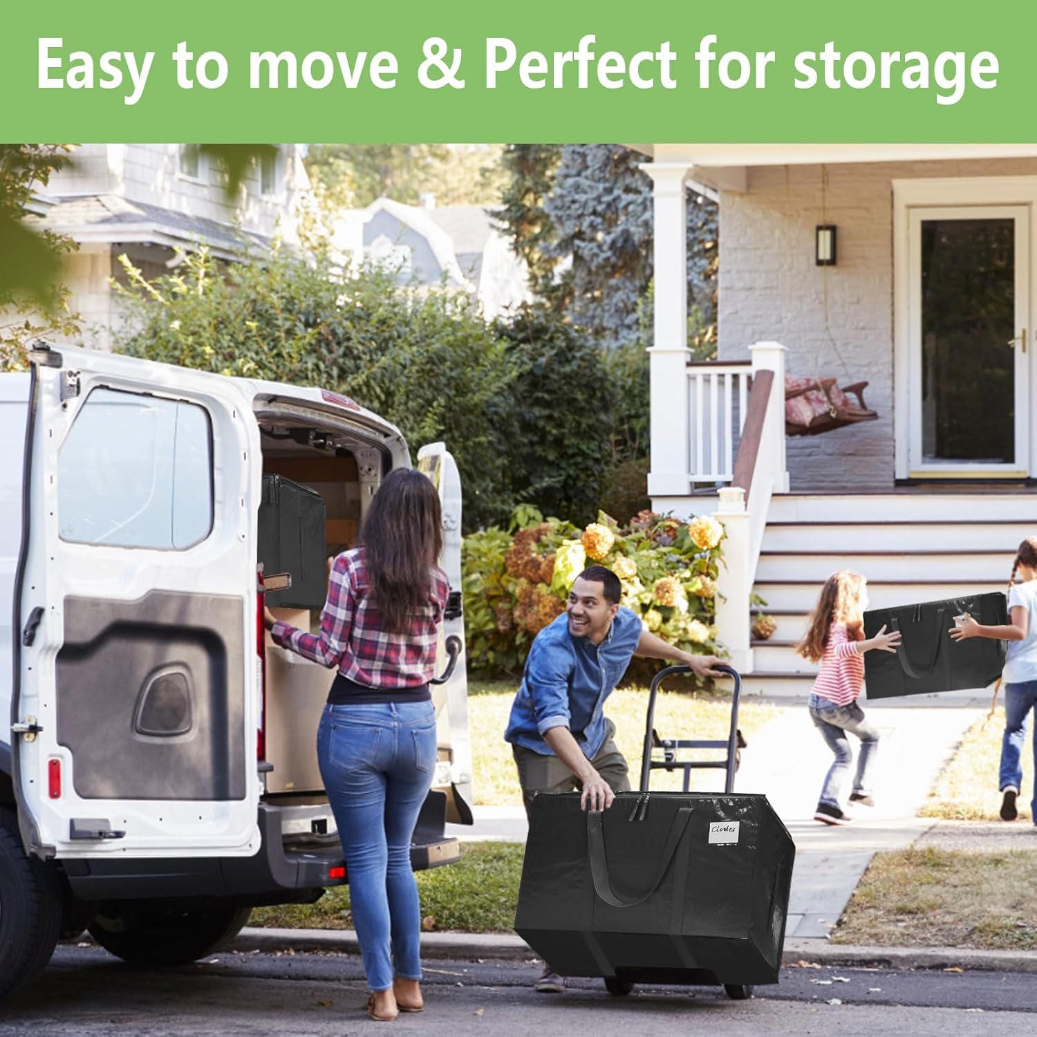 CARLA HOME 6-Pack Large Moving Storage Bags with Zippers & Handles with 95 Liters Capacity for Space Saving, Travel, Camping & Organization (Black) - Image 6
