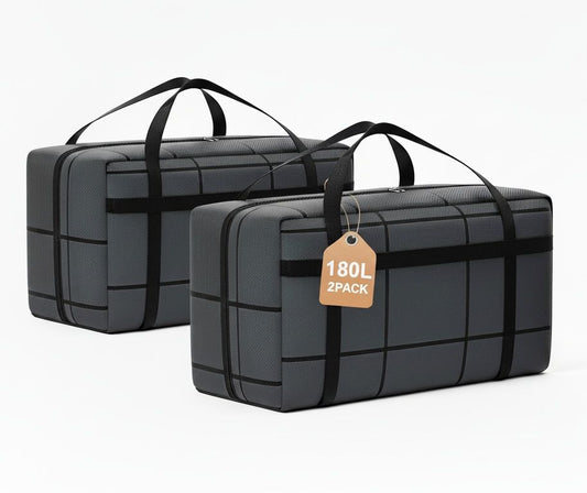 CARLA HOME 2-Pack 180L Extra Large Moving Storage Bags with Handles & Duty Zippered for Clothes, Travel, Space Saving & Camping